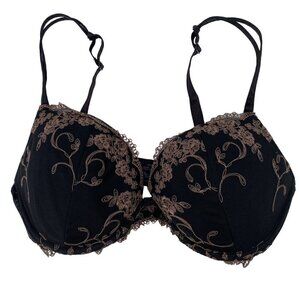 Ambrielle Women Bra 36DD Black Extreme Push Up Lace Underwire Adjustable Straps